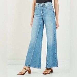 Ganni Camfield Medium Denim Wide Leg Jeans Womens Size 25